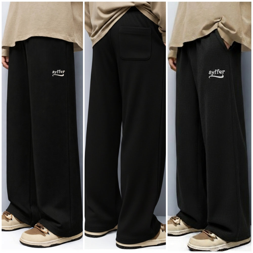 Syffer Baggy-fit Ribbed textured lower– Black