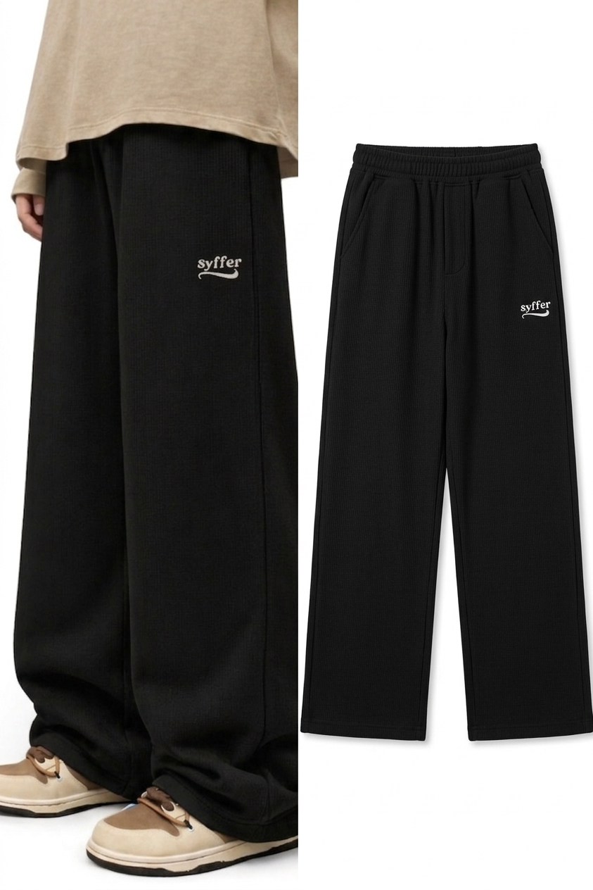 Syffer Baggy-fit Ribbed textured lower– Black
