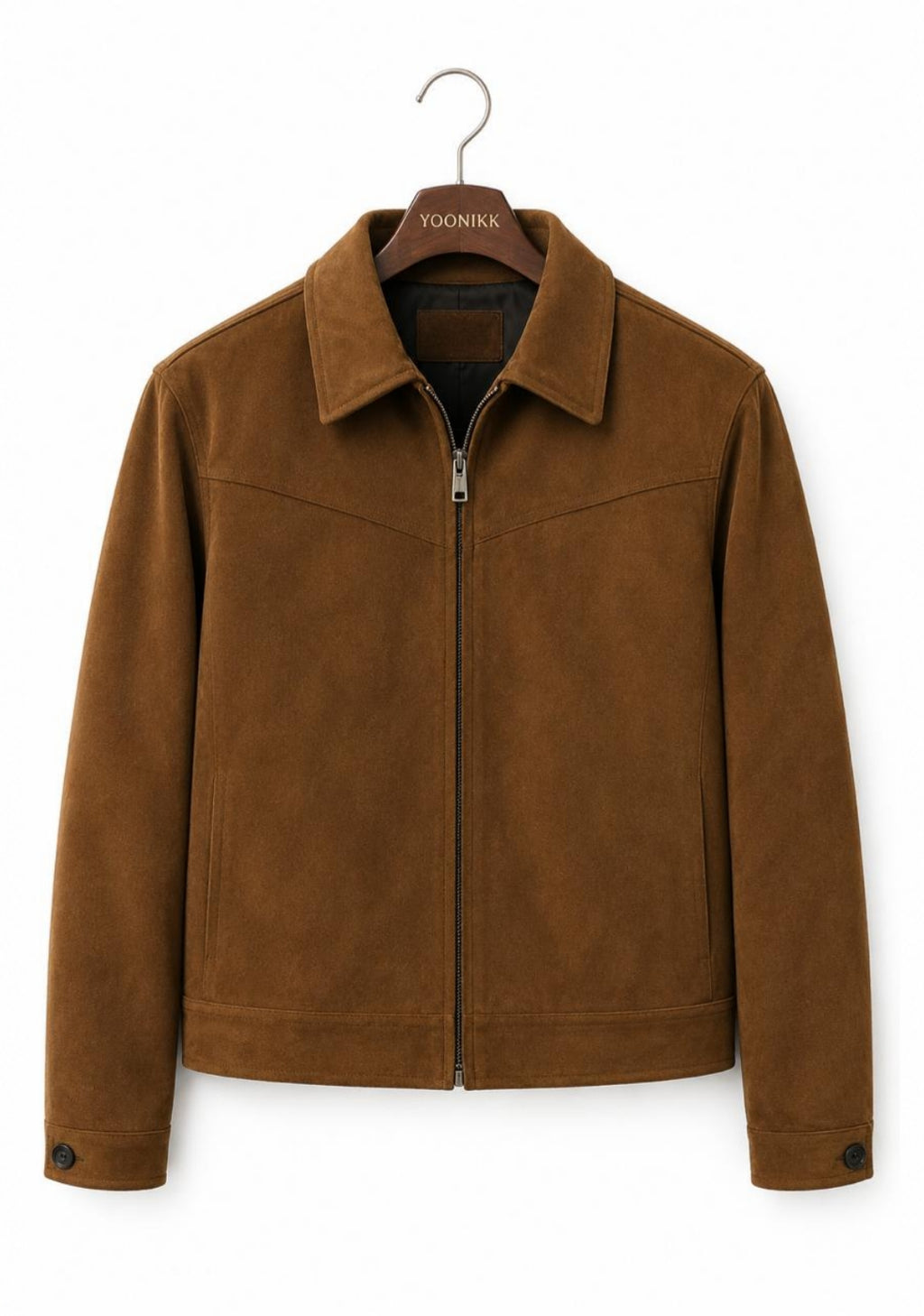 Men's light brown classic suede jacket